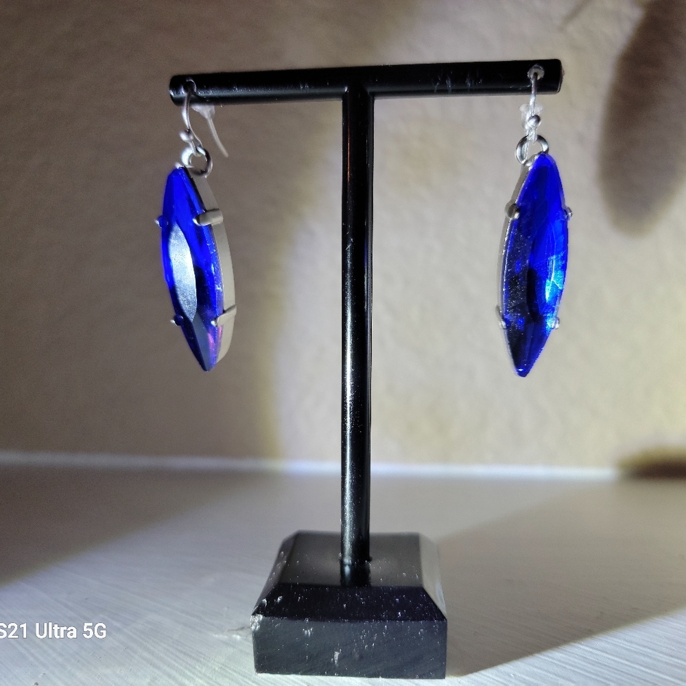 Deep Blue Navette Earrings